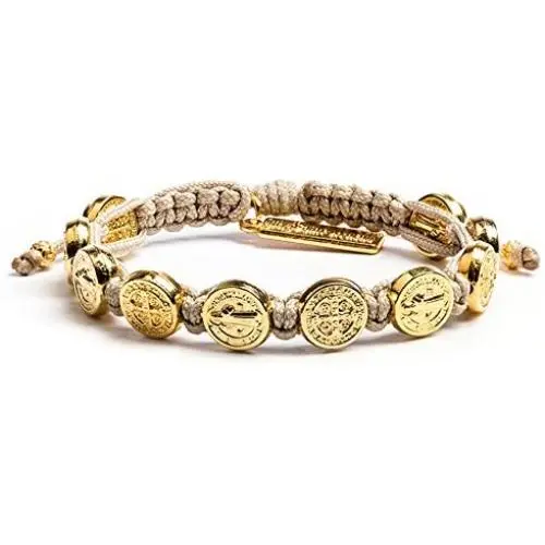 My Saint My Hero Benedictine Blessing Bracelet - Tan/Gold My Saint My Hero Benedictine Blessing Bracelet - Tan/Gold