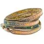 NOVICA Coral and Blue Glass Beaded Wrap Bracelet with Loop Closure, 35'' Cerro de la Cruz in Blue