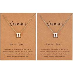 2 PCS 12 Zodiac Necklace Gold Silver Constellation Pendant Necklace Astrology Virgo Leo Necklace for Women Girls