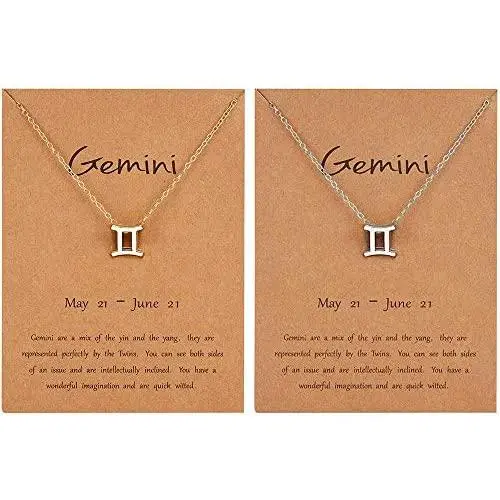 2 PCS 12 Zodiac Necklace Gold Silver Constellation Pendant Necklace Astrology Virgo Leo Necklace for Women Girls