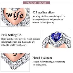 FOREVER QUEEN Birthstone Charms for Charms Bracelet 925 Sterling Silver, Rose Gold Wife Heart Love Rose Flower Charms Beads, Happy Birthday Charms for Necklace