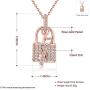 Kebaner Fashion Jewelry Lock in My Heart Lock & Key Crystal Rose Gold Plated Necklace Pendant for Women