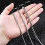 MOWOM Silver Chain Wheat Necklace for Men Women Boys Kids 316L Stainless Steel Water Resistant Cuban Link Chain Wheat Thick Jewelry