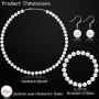 Faux Pearl Jewelry Set Simulated Pearl Necklace Bracelet Earrings for Women Girls