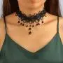 Clairy Gothic Choker Necklace Lace Black Necklace Crystal Necklace Chain Delicate Pendant Necklace Halloween Jewelry for Women and Girls