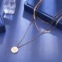 Daesar Stainless Steel Necklace for Women Circle Gold Tag Mecklace 3 Layers Clavicle Chain Necklace Rose Gold Birthday Gift