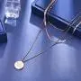 Daesar Stainless Steel Necklace for Women Circle Gold Tag Mecklace 3 Layers Clavicle Chain Necklace Rose Gold Birthday Gift Daesar Stainless Steel Necklace for Women Circle Gold Tag Mecklace 3 Layers Clavicle Chain Necklace Rose Gold Birthday Gift