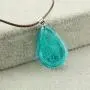 FM FM42 Natural White Pressed Dried Flower Glow in The Dark Blue Teardrop Pendant Necklace GN1225 FM FM42 Natural White Pressed Dried Flower Glow in The Dark Blue Teardrop Pendant Necklace GN1225