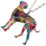 DOWAY Great Dane Necklace for Women Girls Charm Enamel Pet Dog Pendant Alloy Chain Fashion Jewelry Gift