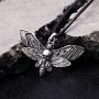 HAQUIL Skull Jewelry Alloy Skull Deaths-Head Hawkmoth Pendant Necklace with Leather Cord for Women and Girls, 19.8''