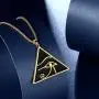 beautlace Egyptian Eye of Horus/Ankh Cross Necklace Silver/18K Gold/Black Gun Plated Ancient Triangle Eyes of Evil Symbol of Protection Pendant for Men and Women KP0036