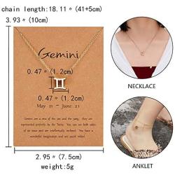 2 PCS 12 Zodiac Necklace Gold Silver Constellation Pendant Necklace Astrology Virgo Leo Necklace for Women Girls