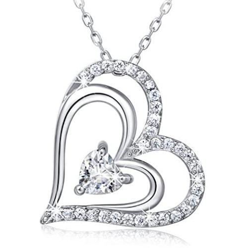 Billie Bijoux Silver Necklaces for Women 925 Sterling Silver Infinity Heart Love Diamond Pendant Neckalce Gift for Women Girls Girlfriends Valentines Day Mothers Day