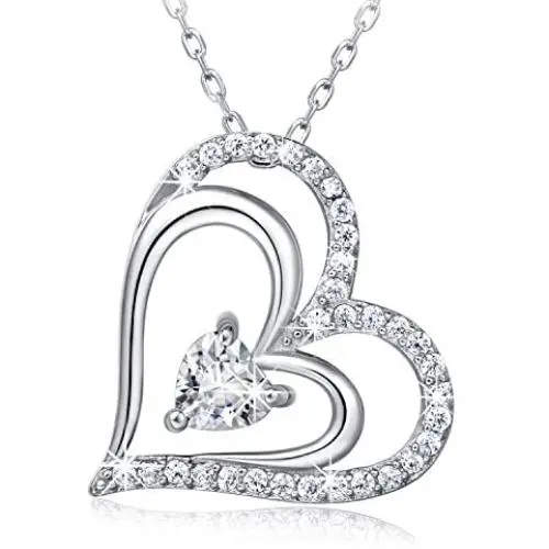 Billie Bijoux Silver Necklaces for Women 925 Sterling Silver Infinity Heart Love Diamond Pendant Neckalce Gift for Women Girls Girlfriends Valentines Day Mothers Day