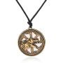 Viking Fenrir Wolf Slavic Sun Wheel Talisman Protection Necklace