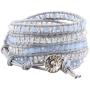 KELITCH Crystal Gray Beaded 5 Wrap Bracelet On Lvory Leather Handmade Jewelry