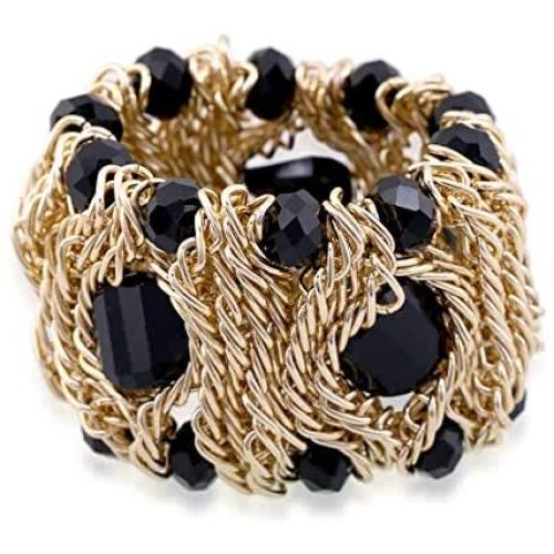 HANTON Crystal Beads Choker Necklace for Girls & Women Strands Chunky Bib Statement Necklace(Bracelet Set) Jewelry Set 3 Colors