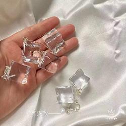 Creative Transparent Ice Cubes Dangle Earrings Acrylic Irregular Simple Funny Hot Summer Jewelry for Women Girls