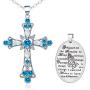 Silver Cross Faith Pendant Necklace Crystal Heart Christian Religous Jewelry for women Girls Stainless Steel Chain 18'' with 2'' Extension