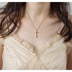 BUREI Cross Necklace for Men and Women Simple Jewelry Gold Silver Plain Cross Pendant Necklaces Gifts, 14-18inches Chain