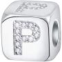EMOSTAR Dice-Shaped 26 Block Letters Charms Initial A-Z Alphabet Beads, 925 Sterling Silver Square Cube Charms with CZ fits European Women Bracelet, Gifts for Birthday/Christmas/Mom/Lover