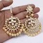 SANARA Indian Bollywood Golden Wedding Wear Faux Kundan Pearl Choker Necklace Set Ethnic Fashion Jewelry for Women