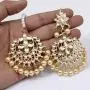 SANARA Indian Bollywood Golden Wedding Wear Faux Kundan Pearl Choker Necklace Set Ethnic Fashion Jewelry for Women