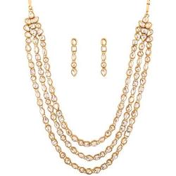 Touchstone ''Contemporary Kundan Collection Indian Bollywood Look Bridal Jewelry Necklace in Antique Gold Tone for Women