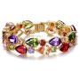 EVER FAITH Prong Cubic Zirconia Birthstone Elegant Dual Layer Tear Drop Bridal Wedding Tennis Bracelet Gold-Tone