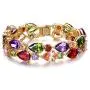 EVER FAITH Prong Cubic Zirconia Birthstone Elegant Dual Layer Tear Drop Bridal Wedding Tennis Bracelet Gold-Tone