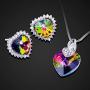Komking Love Heart Pendant Necklace and Earrings for Women, Swarovski Jewelry Sets Birthday/Anniversary Christmas Jewelry Gifts for Women Mom/Wife/Sister/Best Friend