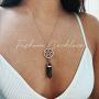 Fairyu Boho Crystal Gemstones Pendant Necklace Chain Chakra Necklaces Pentagram Pentacle Necklace Jewelry Healing Crystals Necklace for Women and Girls