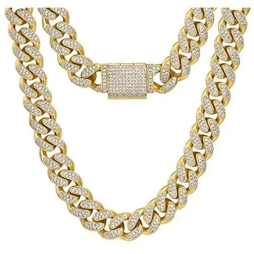 KRKC&CO 12mm Mens Iced Cuban Link Chain, 18k/White Gold Chain for Men, Cuban Link Necklace, Cuban Choker, Hip Hop Jewelry, Prong-Setting 5A CZ Stones, Urban Street-wear, Everlasting Shine KRKC&CO 12mm Mens Iced Cuban Link Chain, 18k/White Gold Chain for Men, Cuban Link Necklace, Cuban Choker, Hip Hop Jewelry, Prong-Setting 5A CZ Stones, Urban Street-wear, Everlasting Shine
