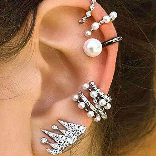 Cathercing Multiple Stud Earrings Set for Women Pearls Girls Small Hoop Earrings Hypoallergenic Circle Earrings Dangle Lightweight Earrings Modern Jewelry Daily for Gift