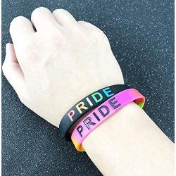 Rinspyre 6 Pack Gay Pride Bracelets Rainbow LGBT Silicone Bracelet Sport Rubber Wristbands Team Party Jewelry