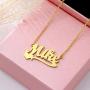 YINSHIFU Name Necklace Personalized Name Plate Pendant Necklace with Heart in 18K Gold Plated