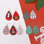 MTSCE Christmas Leather Earring For Women Girls,Xmas Teardrop Dangle Earrings Holiday Daily Fashion Party Jewelry Set