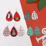 MTSCE Christmas Leather Earring For Women Girls,Xmas Teardrop Dangle Earrings Holiday Daily Fashion Party Jewelry Set
