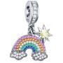 Meet the Rainbow After Rain Sunshine Cloud Rainbow Charm Pendant Beads 925 Sterling Silver Charms with Multicolor CZ Stones Compatible with Pandora Bracelet Gifts for Women/Wife/Mother/Sister/Girl