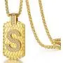 ETEVON Gold Initial Letter Necklace Pendant Chain Bling Alphabet Capital Personalized for Women Men Jewerly Gift for Birthday Girlfriend Boyfriend