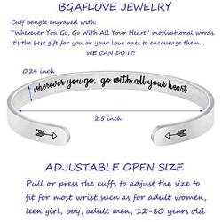 Bracelets Inspirational Gifts for Women, Inspirational Bracelet Cuff Bangle Mantra Quote Keep Going Stainless Steel Engraved Motivational Friend, Encouragement Jewelry for Teen Girls Kids Men