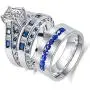 wedding ring set Two Rings His Hers Couples Matching Rings Womens 2pc White Gold Filled Blue CZ Wedding Engagement Ring Bridal Sets Mens Titanium Wedding Band wedding ring set Two Rings His Hers Couples Matching Rings Womens 2pc White Gold Filled Blue CZ Wedding Engagement Ring Bridal Sets Mens Titanium Wedding Band