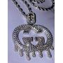 Shop-iGold Men Women 925 Italy Gold Finish Iced Silver Designer Charm Ice Out Pendant Stainless Steel Real 2 mm Rope Chain Necklace, Mens Jewelry, Iced Pendant, Rope Necklace (22)