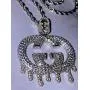 Shop-iGold Men Women 925 Italy Gold Finish Iced Silver Designer Charm Ice Out Pendant Stainless Steel Real 2 mm Rope Chain Necklace, Mens Jewelry, Iced Pendant, Rope Necklace (22)