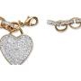 18K Yellow Gold Plated Genuine Diamond Accent Heart Charm Link Bracelet (27mm), Lobster Claw Clasp, 7.75 inch Adjustable