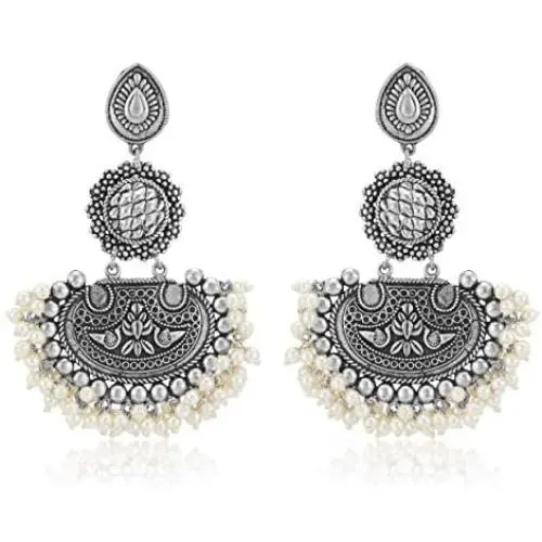 Aheli Bollywood Ethnic Oxidised Earrings Dangler Stylish Traditional Indian Fashion Jewelry for Women, Girls