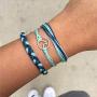 HSQYJ Summer Surfer Wave Strand Bracelet Navy Style Adjustable Velvet Hand-Woven Knit Knot Bracelet Bohemian Waterproof Wax Coated Braided Rope Set for Women Girls Holiday Jewelry