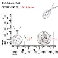 YL Celtic Knot Necklace 925 Sterling Silver Triskele Dangle Drop Earrings Triskelion Moon Leverback Jewelry for Women