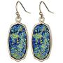 Unique Dangle Druzy Earrings with Glitter Gold Tone, Drop Earring Hooks Jewelry Birthday Gifts by Fomissky