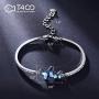 T400 Blue Purple Pink Butterfly Crystal Bangle Link Bracelet Birthday Gift for Women Girls